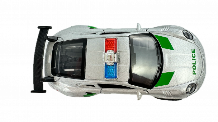Masina metalica Politie, Lumini si Sunete, Usi mobile, 11 cm, Gri cu Verde [7]