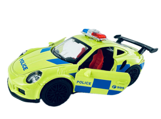 Masina metalica Politie, Lumini si Sunete, Usi mobile,11 cm, Verde [3]
