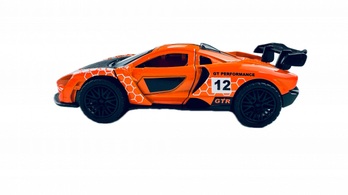 Masina metalica, Sport, Lumini si sunete, Usi si Portbagaj mobile, 11 cm, Orange [7]
