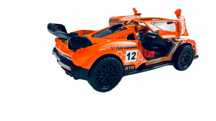 Masina metalica, Sport, Lumini si sunete, Usi si Portbagaj mobile, 11 cm, Orange [4]