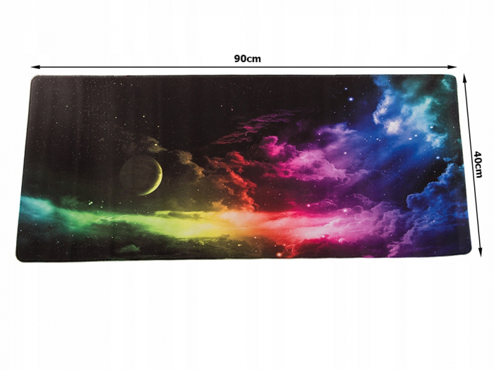 Mousepad Mare Cauciucat, Pentru Gaming, Birou, Antiderapant, Cusaturi Anti-Rupere, model Galaxie, 90 x 40cm, Multicolor [6]