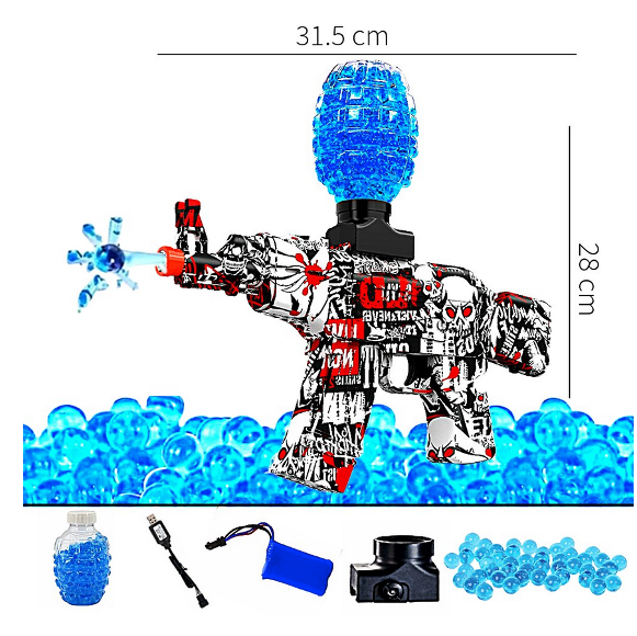 Pusca Electrica Automata de Jucarie cu Bile de Gel de Apa cu Acumulator 7, 4V Tip Mitraliera, Almido, Tragere in Rafala Gel Blaster, 2000 de bile incluse, Cablu de Incarcare, Distanta de Tragere 20 Me [3]
