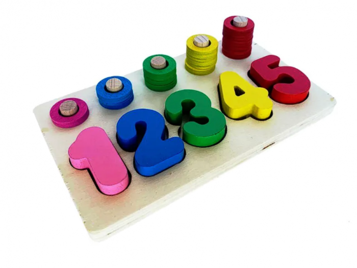 Puzzle educativ din lemn, Abac curcubeu, Almido, 20 piese [1]