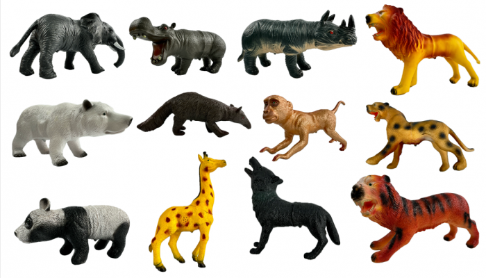 Set 12 figurine animale, cu sunete, Cauciuc Moale, 3ani+, Multicolor [2]