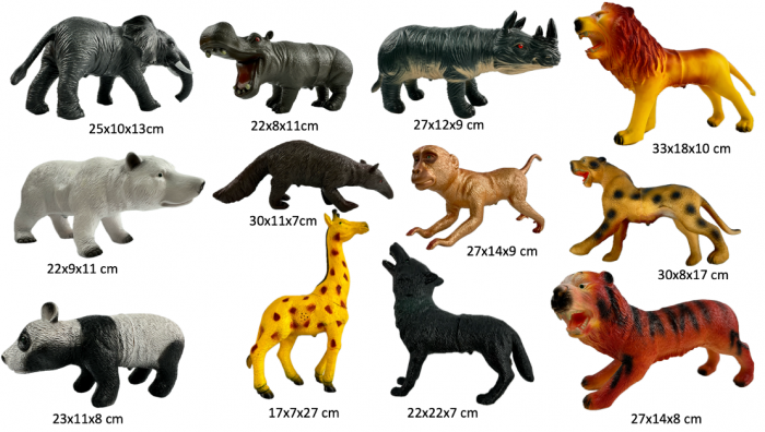 Set 12 figurine animale, cu sunete, Cauciuc Moale, 3ani+, Multicolor [1]