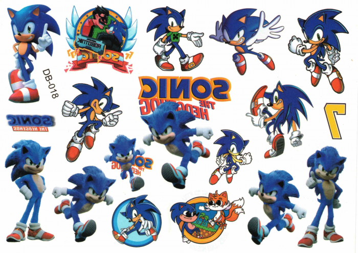 Set 18 tatuaje temporare copii, Sonic, Albastru [1]