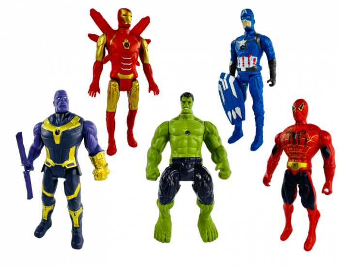 Set 5 figurine super eroi Avengers, Almido, iluminate led si articulate, 16 cm, +3 ani [1]