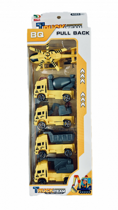 Set 5 masini de construit si 5 masini de gunoi, 9 cm, Multicolor [3]