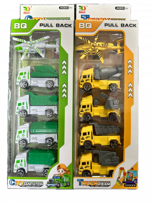 Set 5 masini de construit si 5 masini de gunoi, 9 cm, Multicolor [1]
