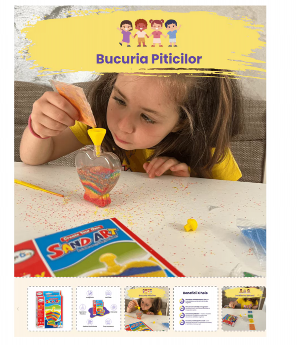 Set creatie cu nisip colorat, Almido, 14 cm [3]