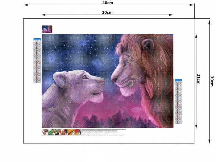 Set de broderie, pictura cu diamante 5d, Model Leu, 30x40cm, Multicolor [3]