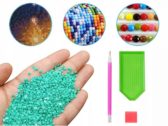 Set de broderie, pictura cu diamante 5d, Model Leu, 30x40cm, Multicolor [6]