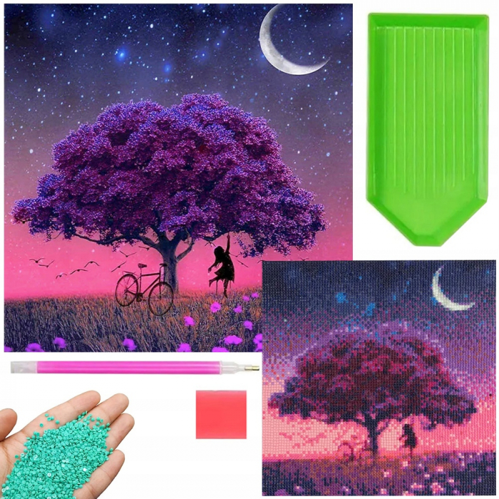 Set de broderie/pictura cu diamante, mozaic, model Copac, 30x30cm [7]