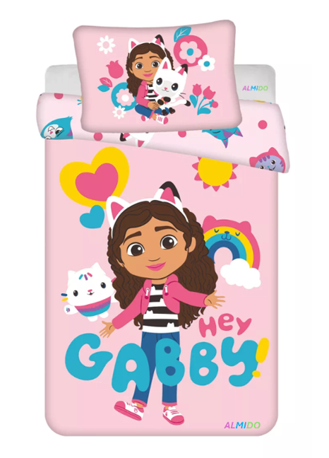 Set de lenjerie pat copii ALMIDO, Hey Gabby, cearceaf pilota si husa fata de perna, 100x135 cm, 40x60 cm [1]