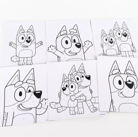 Set de pictat Bluey albastru 30×23 cm – 6 imagini + 6 culori – Almido - ideal pentru copii [3]