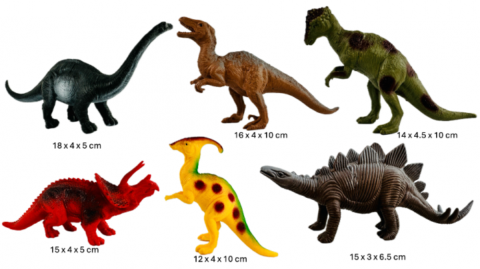 Set Figurine Dinozauri, Almido, 6 piese, 15 cm, Multicolor [2]