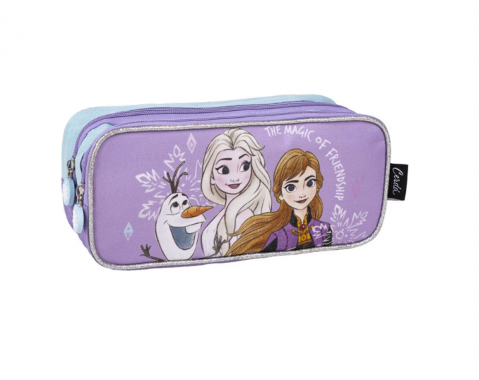 Set FROZEN, 2 piese, Ghiozdan 41cm si Penar dublu, Mov [2]