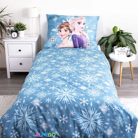 Set lenjerie pat copii Frozen, Almido, multicolor, 2 piese, 100×135 cm, 40×60cm, bumbac, Albastru deschis [4]