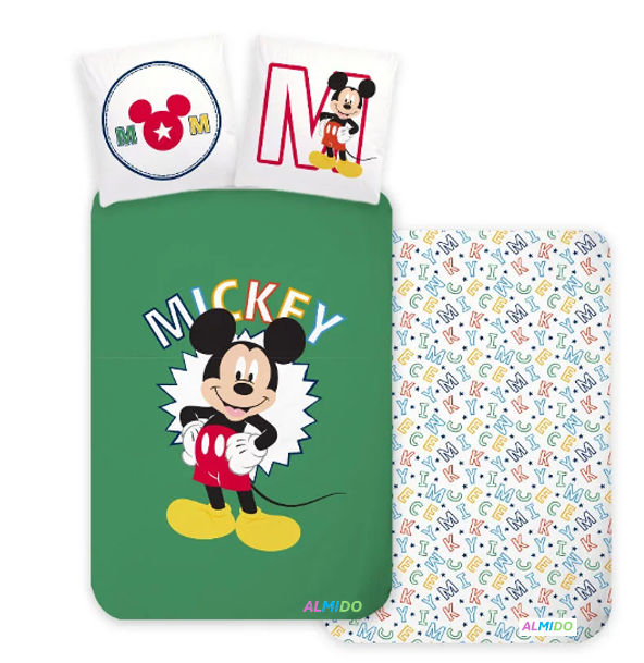 Set lenjerie pat copii Mickey, Almido, 2 piese, 100×135 cm, 40×60cm, bumbac [1]