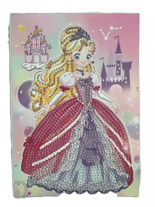 Set mozaic broderie cu diamante 5D Almido , model Printesa, 20 x 13 cm, Multicolor [2]