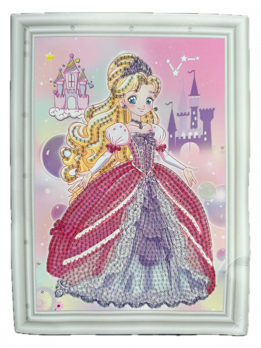 Set mozaic broderie cu diamante 5D Almido , model Printesa, 20 x 13 cm, Multicolor [1]