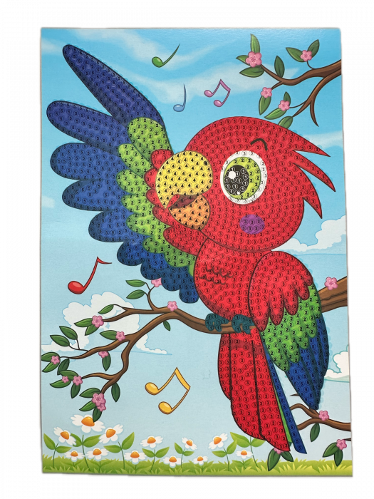 Set mozaic broderie cu diamante 5D Almido , model Papagal, 20 x 13 cm, Multicolor [1]