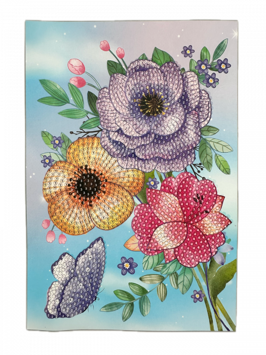 Set mozaic broderie cu diamante 5D Almido , model Flori, 20 x 13 cm, Multicolor [1]