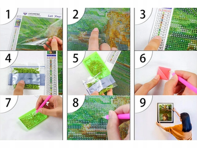 Set mozaic broderie cu diamante 5D Almido , model Dinozauri, 20 x 13 cm, Multicolor [3]