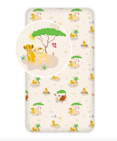 Mobilier camera copilului - Cearsaf cu elastic, Almido,  Disney Regele Leu Trees, 90x200 cm