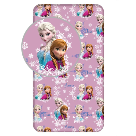 Lenjerii si huse patut - Cearsaf cu elastic, Almido, Frozen, Ana si Elsa, 90x200 cm