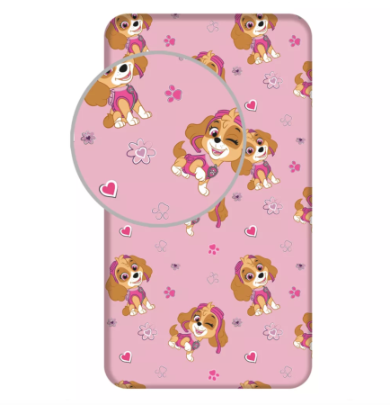 Mobilier camera copilului - Cearsaf cu elastic, Almido,  Paw Patrol Skye, Patrula Catelusilor, 90x200 cm