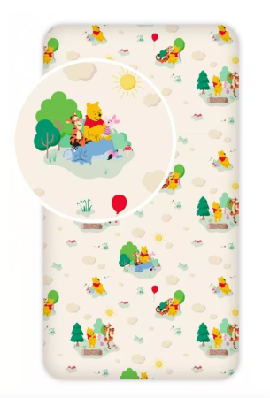Mobilier camera copilului - Cearsaf cu elastic, Almido, Winnie de Plus, 90x200 cm