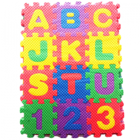 Covoare copii - Covor puzzle cu cifre si litere pentru copii, Magelasi, Spuma EVA, 36 bucati, Multicolor