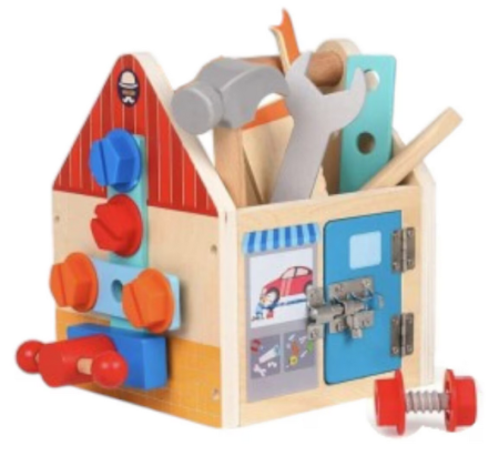 Jocuri si jucarii educative - casuta montessori lemn 25 accesorii motricitate fina