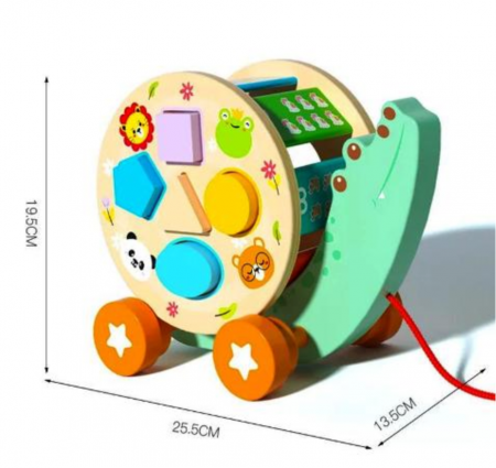 Jucarie De Tras Montessori, Crocodil Sortator Cu Forme Geometrice, 25.5 cm, Multicolor [1]