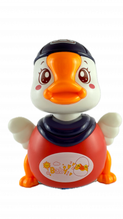 Jocuri si Puzzle - Jucarie Interactiva, Puiul de rata, ALMIDO, cu sunete si lumini, canta si danseaza, Multicolor, 17 cm