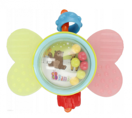 Jucarii zornaitoare - Jucarie pentru bebelusi, Bam Bam, Fluturas, 10x10cm, Multicolor