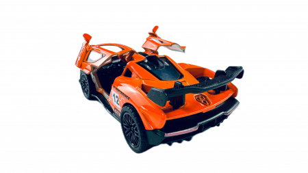 Masina metalica, Sport, Lumini si sunete, Usi si Portbagaj mobile, 11 cm, Orange [5]