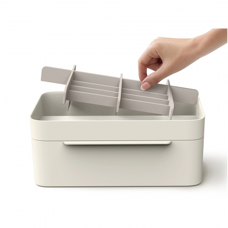 Portfarduri si genti cosmetice - Organizator cosmetice cu sertar si oglinda inclusa, alb