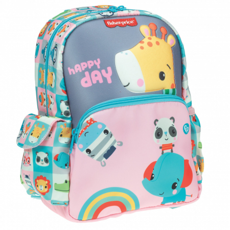 Ghiozdane gradinita - Rucsac Fisher Price, Javoli, Poliester, 30 x 20 x 10 cm, Roz/Albastru