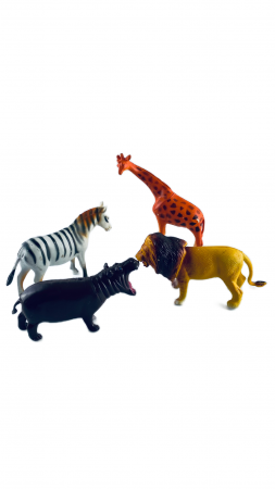 Set 6 Animale Savana si Padure, Leu, Hipopotam, Girafa, Zebra, Urs, Cerb, 12cm [1]