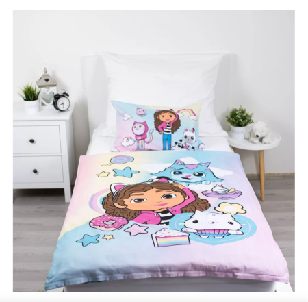 Set de lenjerie pat copii ALMIDO, Gabby's Dollhouse Sugar Dream, cearceaf pilota si husa fata de perna, 100x135 cm, 40x60 cm [1]