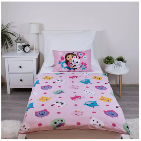 Set de lenjerie pat copii ALMIDO, Hey Gabby, cearceaf pilota si husa fata de perna, 100x135 cm, 40x60 cm [2]