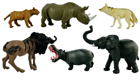Jocuri si Jucarii - Set Figurine Animale salbatice savana Almido, 6 piese, 13 cm, multicolor