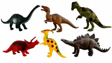 Jocuri si Jucarii - Set Figurine Dinozauri, Almido, 6 piese, 15 cm, Multicolor
