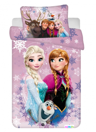 Lenjerii si huse patut - Set lenjerie pat copii Frozen, Almido, multicolor, 2 piese, 100×135 cm, 40×60cm, bumbac