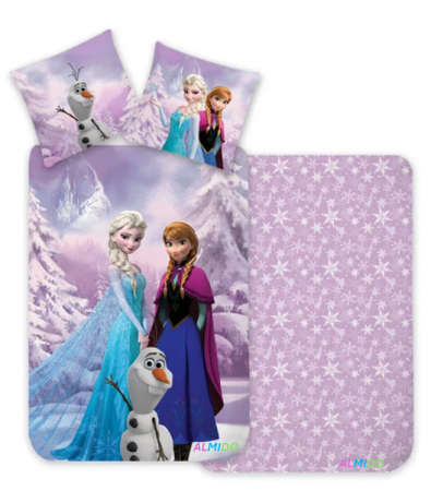 Lenjerii si huse patut - Set lenjerie pat copii Frozen, Almido, multicolor, 2 piese, 100×140 cm, 40×45cm, bumbac, Multicolor