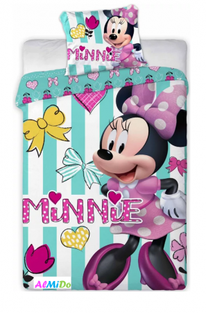 Lenjerii si huse patut - Set lenjerie pat copii Minnie, Almido, multicolor, 2 piese, 100×135 cm, 40×60cm