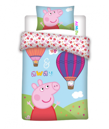 Lenjerii si huse patut - Set lenjerie pat copii Peppa Pig Almido, 2 piese, multicolor, 100×135 cm, 40×60 cm