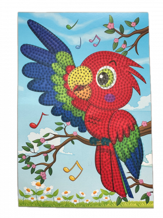 Jocuri si Jucarii - Set mozaic broderie cu diamante 5D Almido , model Papagal, 20 x 13 cm, Multicolor